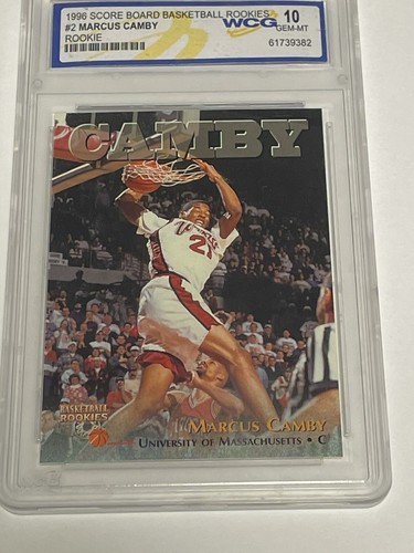 1996 SCORE BOARD BASKETBALL ROOKIES MARCUS CAMBY #2 ROOKIE WCG 10 GEM MT UMASS - Picture 3 of 12