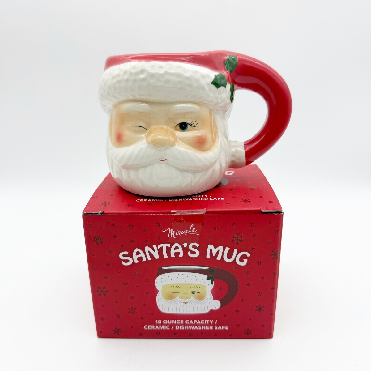 INOUT 2020年 Xmas ディッシュandカップ MIRACLE Santa Mug Christmas Holiday 10oz Coffee Ceramic Dishwasher