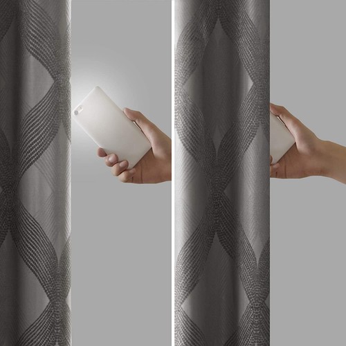 Bentley Total Blackout Curtains Window, Ogee Knitted Jacquard, Grommet Top Li... - Picture 6 of 12