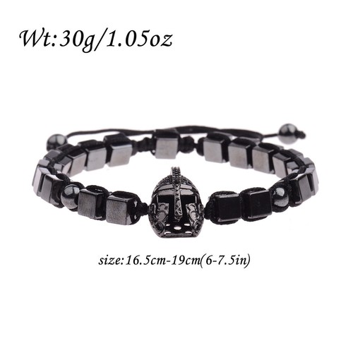 Men's Zircon Coral Crown Helmet Hematite Bead Macrame Energy Healing Bracelets - Picture 4 of 32
