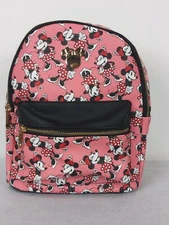 Disney Bioworld Minnie Mouse Mini Backpack Gold Logo Medallion Excellent
