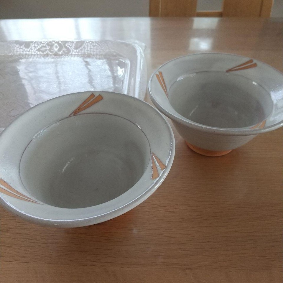 Hagi Ware Set Of 2 Ceramic Bowls, Tableware, Chopsticks Design eBay