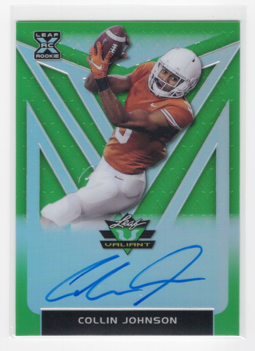 2020 Leaf Valiant Green Collin Johnson #/75 Rookie Card RC Auto