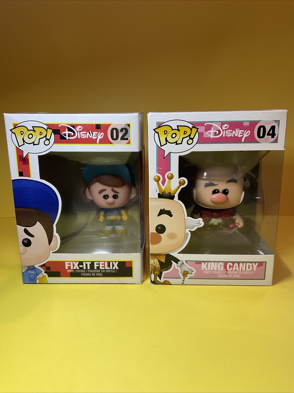 Funko Pop Disney Wreck It Ralph #04 King Candy #02 Fix-It-Felix Set Rare Vaulted