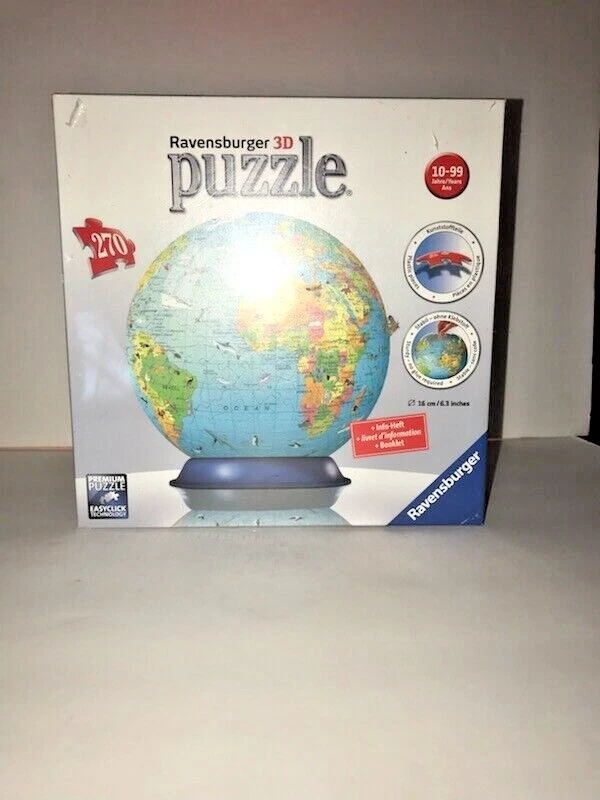 Ravensburger 3D Globe Puzzle NEW, 270 Pieces, Ages 10-99,16cm/6.3”