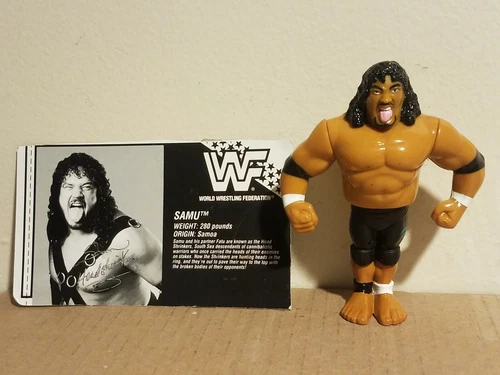 Loose WWF Hasbro Series 10 Headshrinkers Samu Action Figure w/ Bio Card