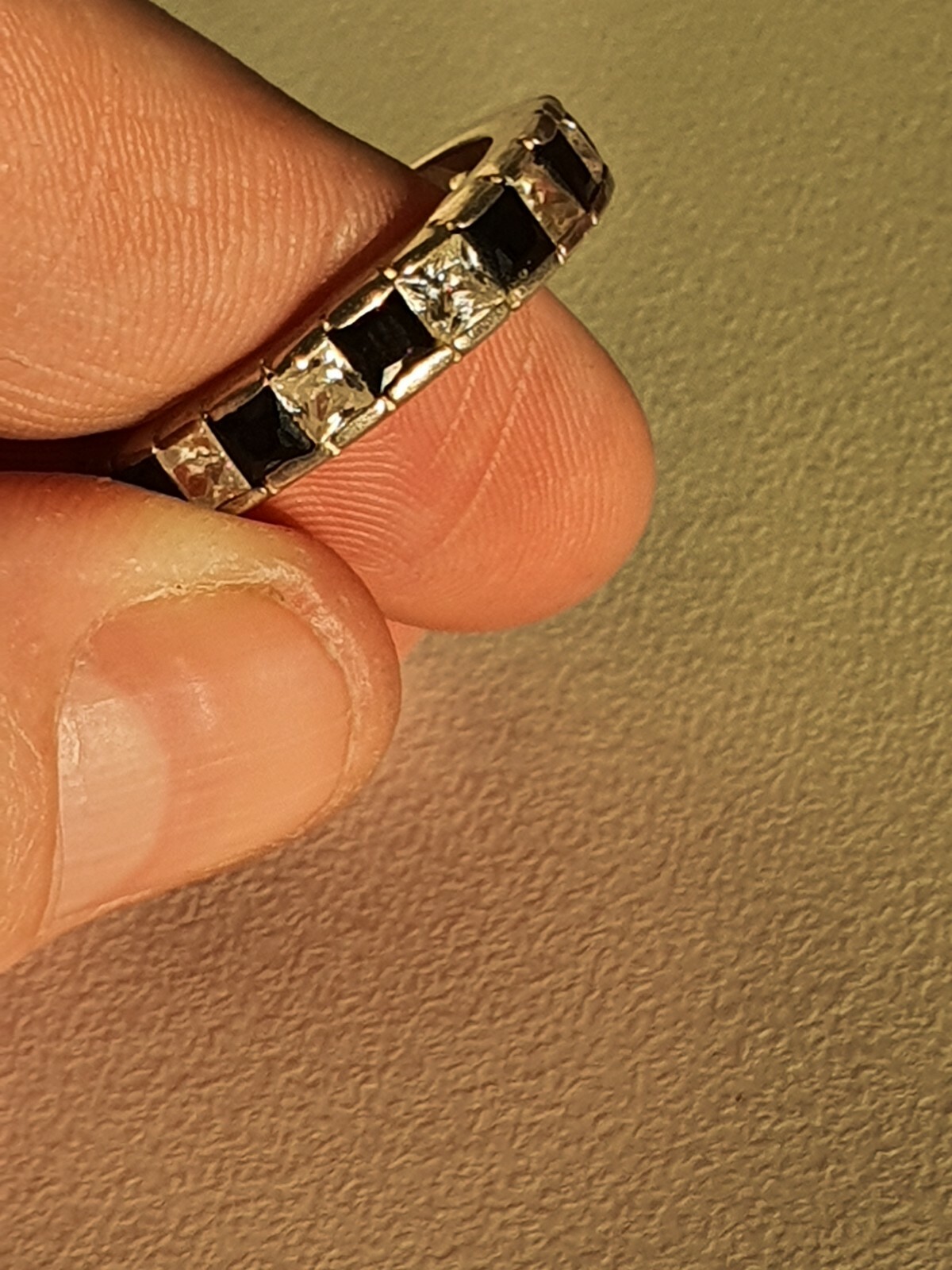 Photo 11 of Ladies Sterling Silver Ring with Black And Clear Crystal Size O (R118)
