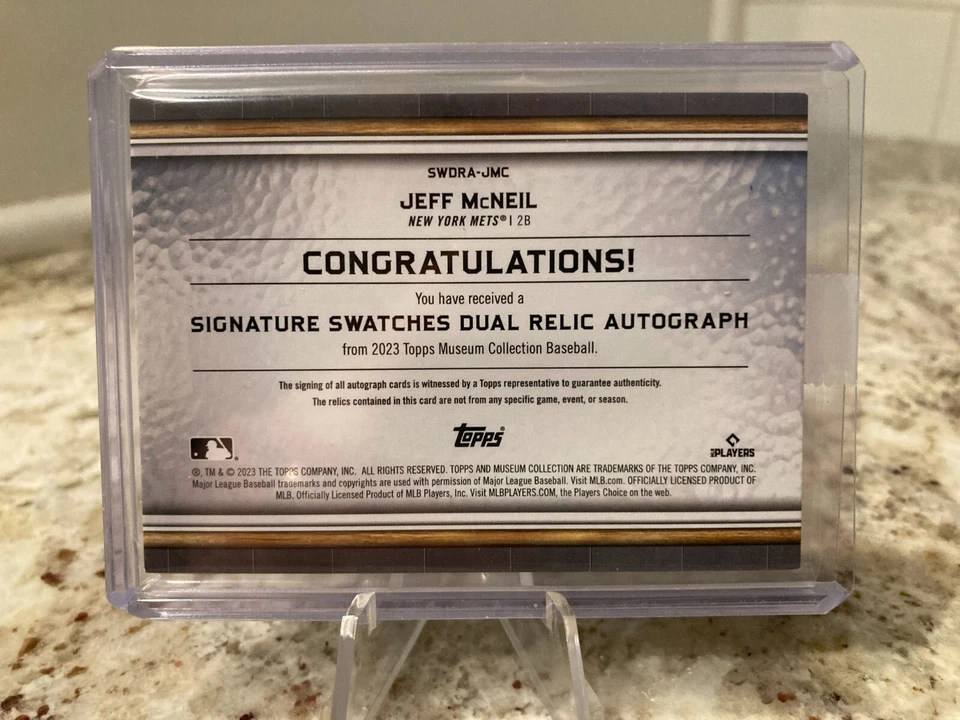 2023 Topps Museum Dual Relic Auto JEFF MCNEIL /299 #SWDRA-JMC NEW YORK METS - Image 3 of 3