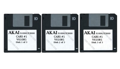 Akai S1000 / S3000 Set of Three Floppy Disks CARS #1 V61081