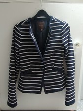 The Limited Jacket Top Size Xs White Blue Stripe Pockets