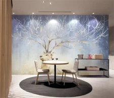 3D Abstract Elk Branches Self-adhesive Removeable Wallpaper Wall Mural