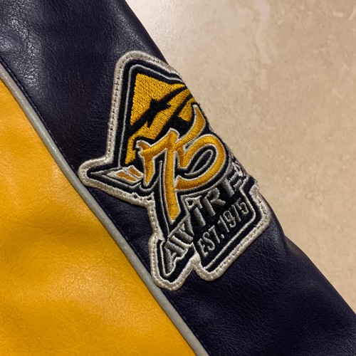 Vintage Avirex 75 Graffiti Embroidered Leather Varsity Jacket Youth Size 7 VTG - Picture 12 of 22