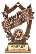 MUSIC KARAOKE SINGING 3- DIMENSIONAL TROPHY RESIN AWARD FREE LETTERING M SSR12 