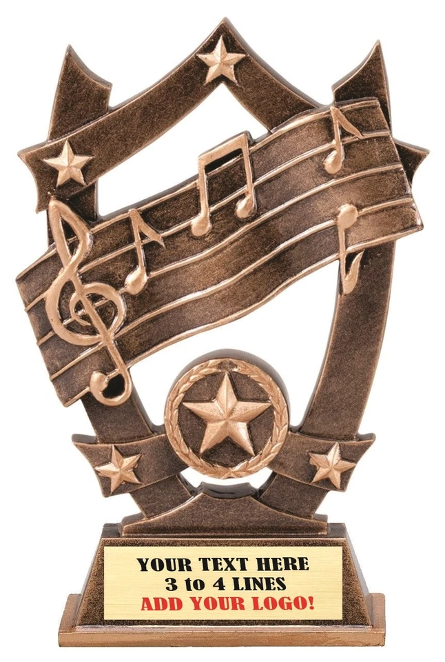 MUSIC KARAOKE SINGING 3- DIMENSIONAL TROPHY RESIN AWARD FREE LETTERING M~SSR12 @