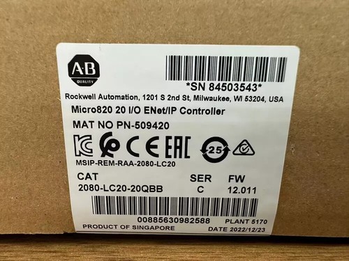 New In Box Allen Bradley 2080-LC20-20QBB Micro820 EtherNet/IP controller