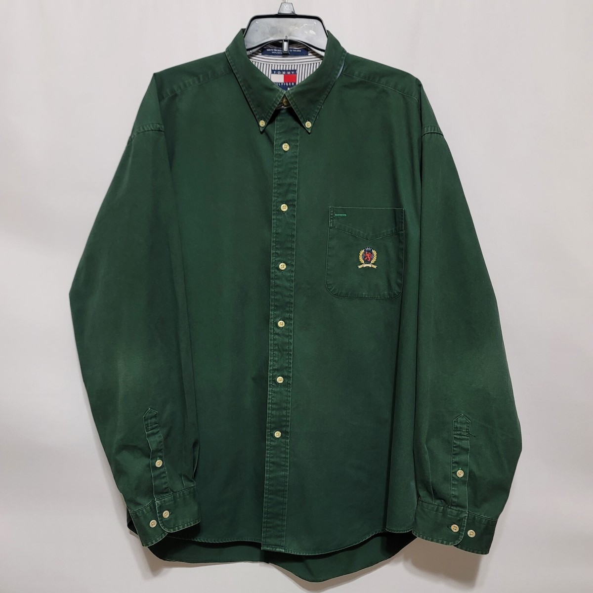 Tommy Hilfiger Shirt Men's Green Size XL Long Sleeve Button Down