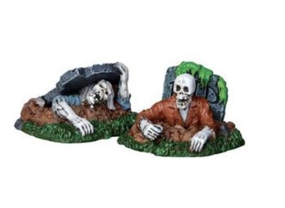 Retired - Lemax 22007 ZOMBIES Set of 2 Spooky Town Halloween Village
