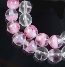 50 Czech Glass Round Beads - Pink Crystal 6mm