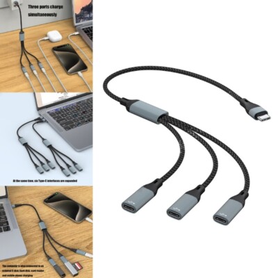 Multiple USB Type C Adapter Hubs Cord Converter, Connect Keyboards Mice Storage