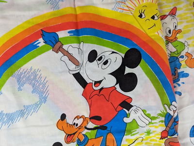 Vintage Pacific Disney Mickey Mouse & Friends Rainbow Twin Flat