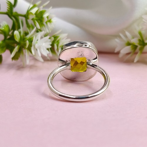 Lemon Quartz Ring, 925 Sterling Silver Statement Ring, Anniversary Gift - Picture 4 of 5