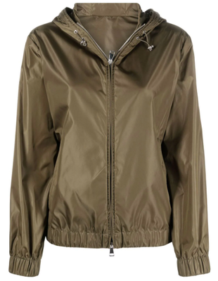 AUTH NWT MONCLER RAIN JACKET CECILE HOODED LOGO WINDBREAKER GREEN KHAKI 1  /S-M | eBay
