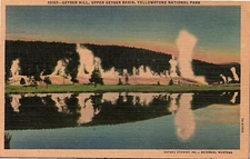 VINTAGE POSTCARD--Geyser Hill, Uppper Geyser Basin, Yellowstone Park--FREE SHIP