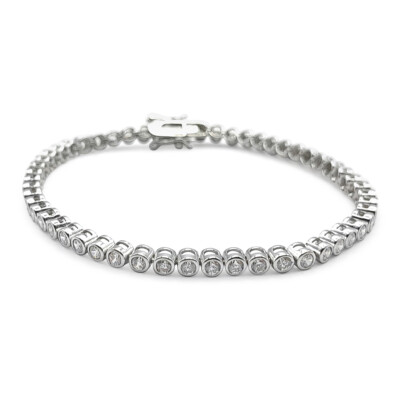 Weißgold Tennis Armband 9 kt Gold Zirkonia 3,5 mm rhodiniert
