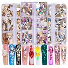 1 Box Mix SHAPE Colors Crystal Rhinestone Diamond NON hotfix Nail Art Decoration