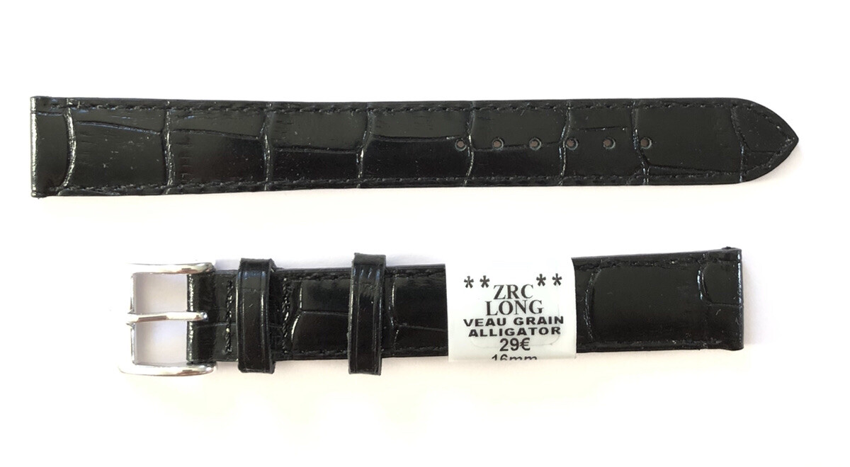ZRC Bracelet de Montre 16MM cuir veau fait main Grain Alligator Blanc