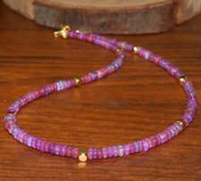 Purple Opal Beaded Necklace October Birthstone Ethiopian Fire Opal Necklace