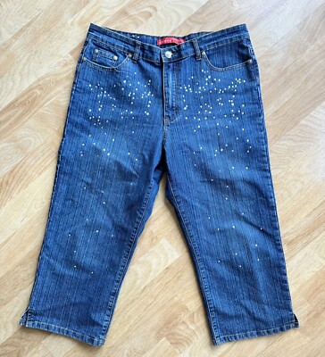 Cosmopolitan Jeans Womens 12P Blue Denim Capri Rhinestones