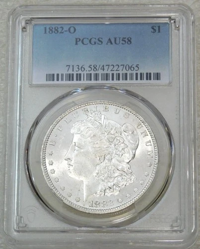 1882-O Morgan Silver Dollar PCGS AU58 Bright Semi-Mirror Premium Quality #J238A