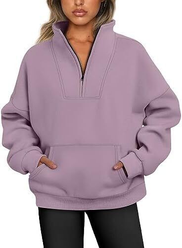 Y2K Oversized Hoodies �C Quarter & Half Zip Sweatshirts for Spring Fall - Picture 7 of 33