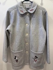 New VINTAGE DISNEY STORE Mickey  Minnie Mouse Heart Fleece Jacket Grey XL