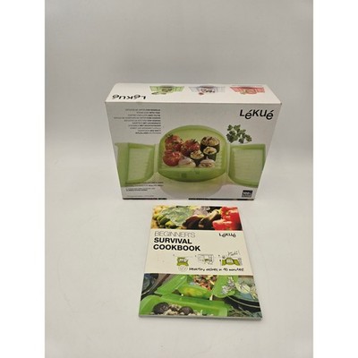 Lekue Silicone Steam Case with Tray and Cookbook Healthy Microwave Steamer Set