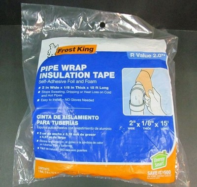 Frost King Pipe Wrap Insulation Tape 2  x 1/8  x 15  - R Value 2.0 / Lot of 2