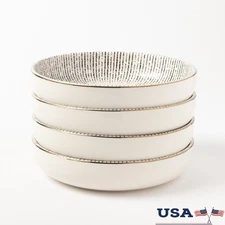 Ceramic Low Bowls Set of 4 Dishwasher Safe Elegant Design Versatile Use Meals