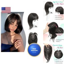 Ms Taj 12 Inch Hair Topper with Bangs 4x5 Synthetic Clip Dark Brown