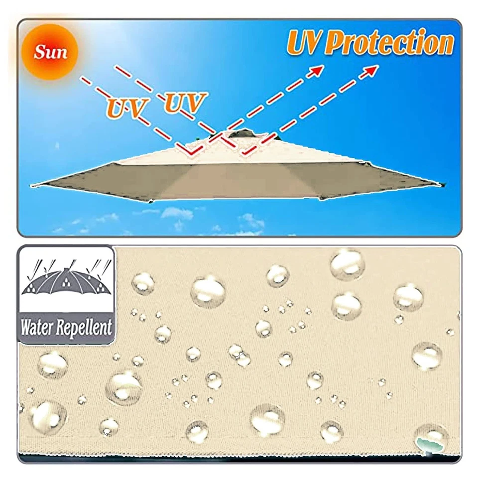 Parasol de Jardin 3.0m Vonluxeshop Toile de Remplacement Extérieur - Photo 4/4