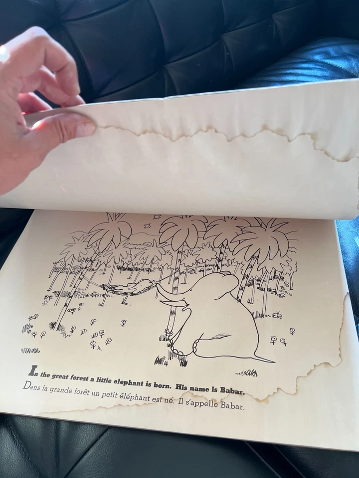 1961 THE COLORFUL WORLD OF BABAR Jean De Brunhoff 14X20" Coloring Painting Book Foto 3 de 4