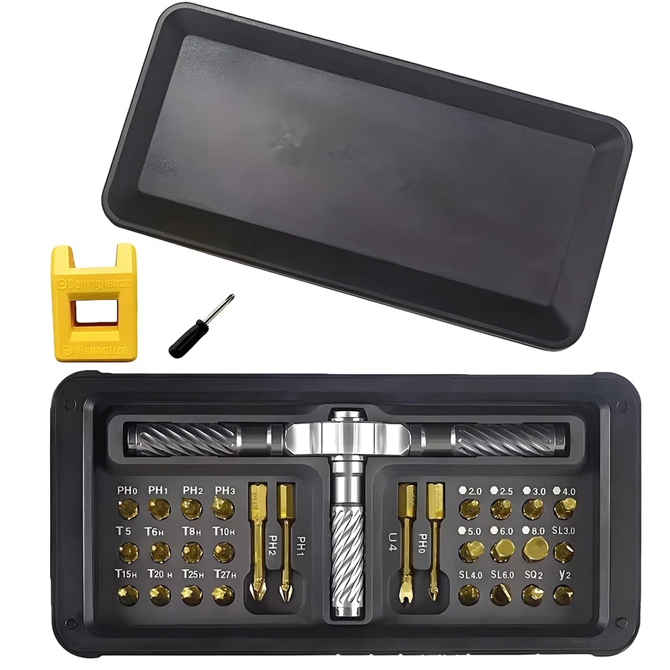 30 in 1 Magnetic Screwdriver Set, Multi Bit Ratchet Screwdriver Set w/ T Handle - Image 3 of 4
