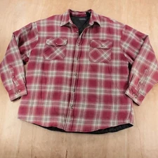 vtg y2k BASIC EDITIONS quilt lined flannel work shirt jac jacket shacket LARGE