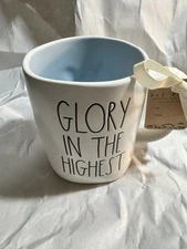 NEW Rae Dunn GLORY IN THE HIGHEST Christmas Coffee Cup, Double-Sided Teacup, Mug