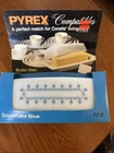 Vintage Pyrex Butter Dish White Milk Glass Blue Snowflake Garland - Excellent!