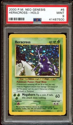 PSA 9 MINT Heracross 6/111 HOLO RARE Neo Genesis Pokemon Card | eBay