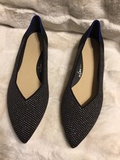 Rothy’s Woman’s Shoes The High Point In Star Studded Black Silver SZ12.5 US NEW