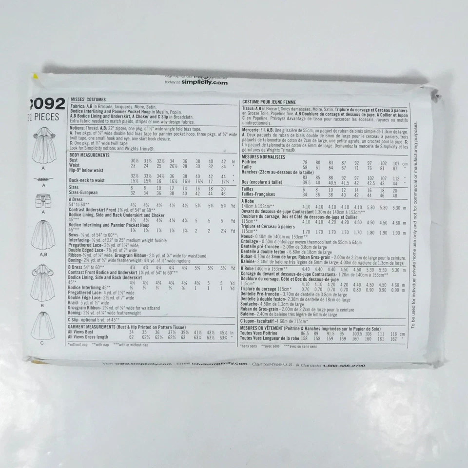 Simplicity 4092 Misses Costume Dress Pattern Size 6-12 Uncut Elizabethan Tudor - Image 4 of 4