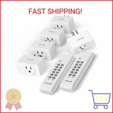 Fosmon Wireless Remote Control Outlet Plug Indoor, Battery Operated On/Off Light