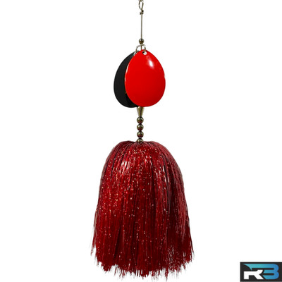 Musky Bucktail Lure 8.5'' Double #8 Blades Flash Single Treble Hook (Red Fury)